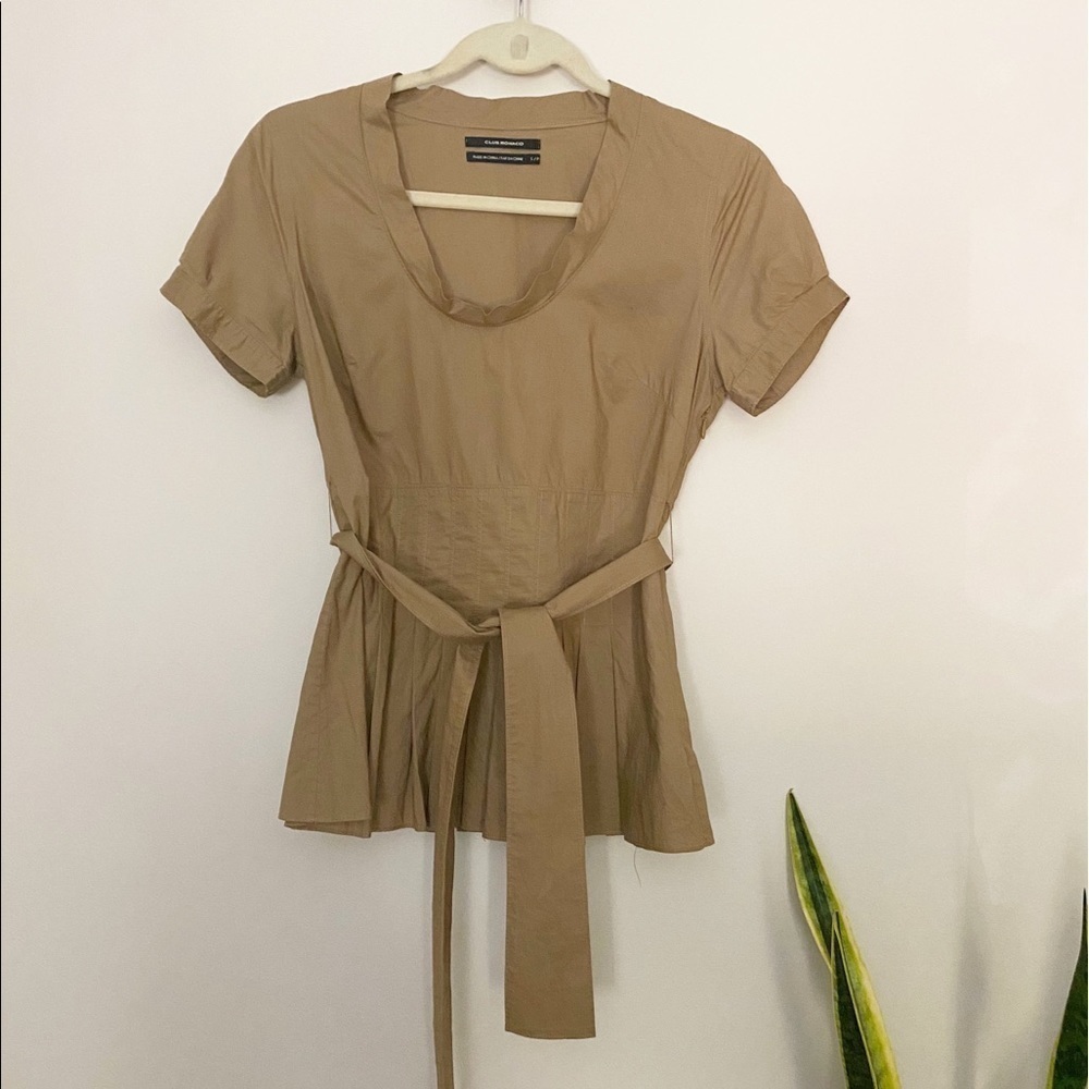 Minimalist Tan Belted Women’s Top